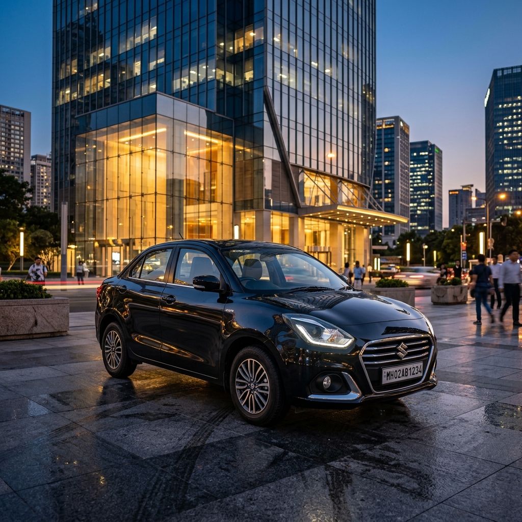 Black Maruti Suzuki Dzire corporate car rental in Ongole